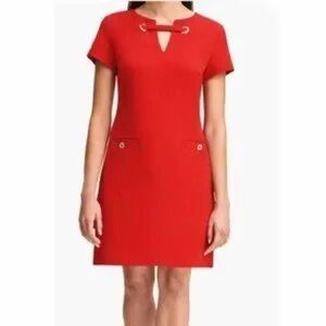 Tommy Hilfiger Red Sheath Mini Dress | Size 2 | Grommet Details